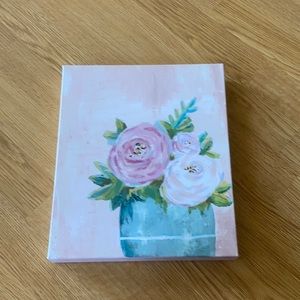 Pink floral vase painting